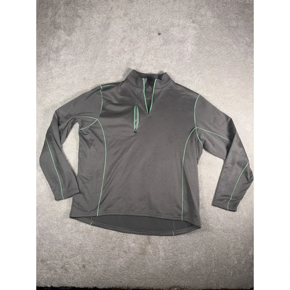 Peter Millar Warm Series 4 Mens XL Gray Green Trim 1/4 Zip Golf Pullover Jacket